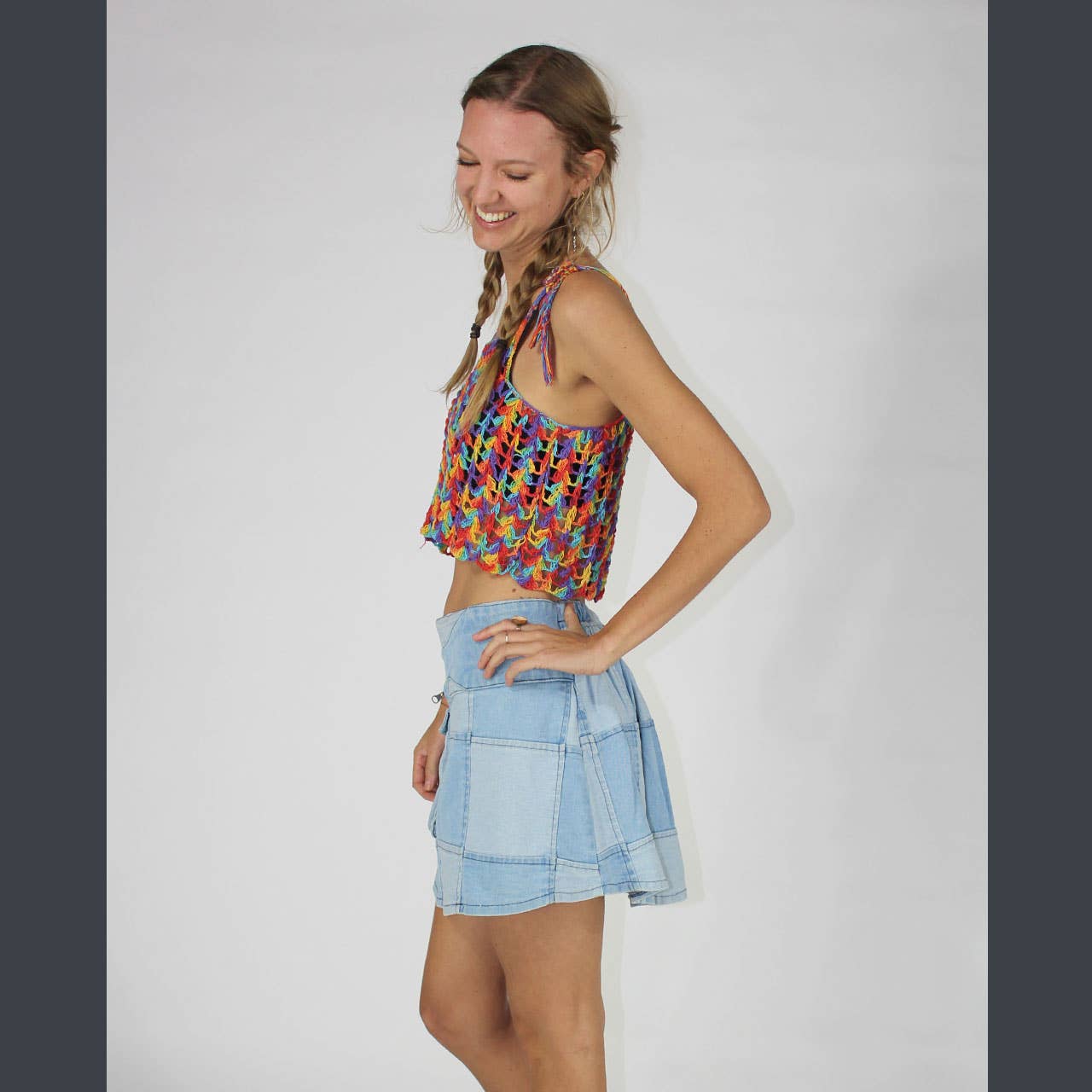 Utility Denim Patch Mini Skirt