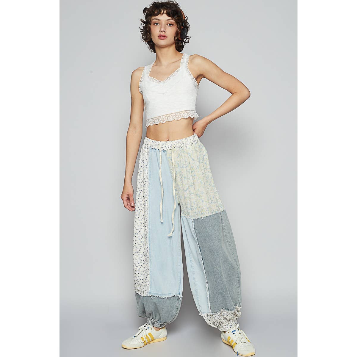 Adjustable Waistband Contrast Pants