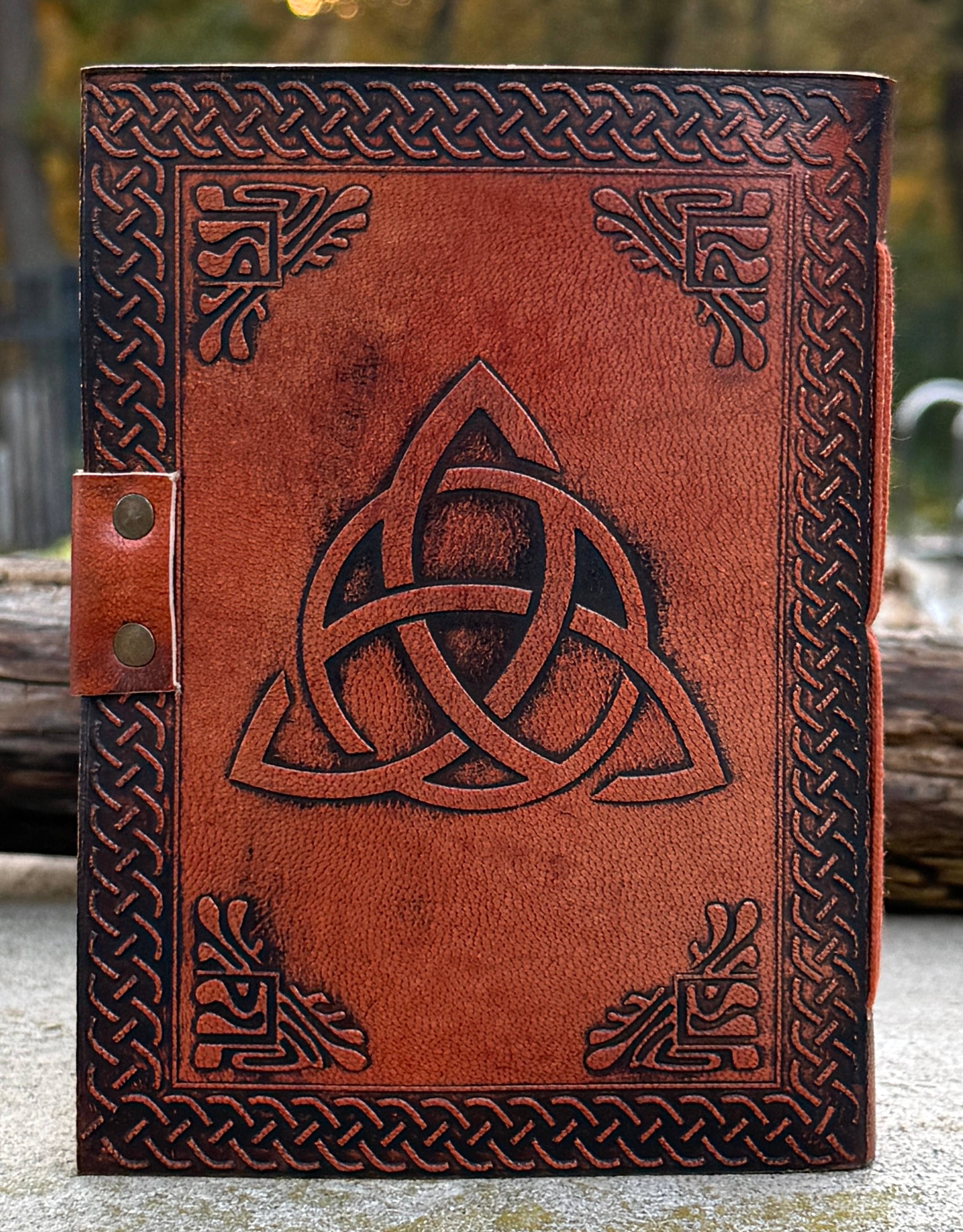 Leather Journal Embossed Triple Moon Goddess