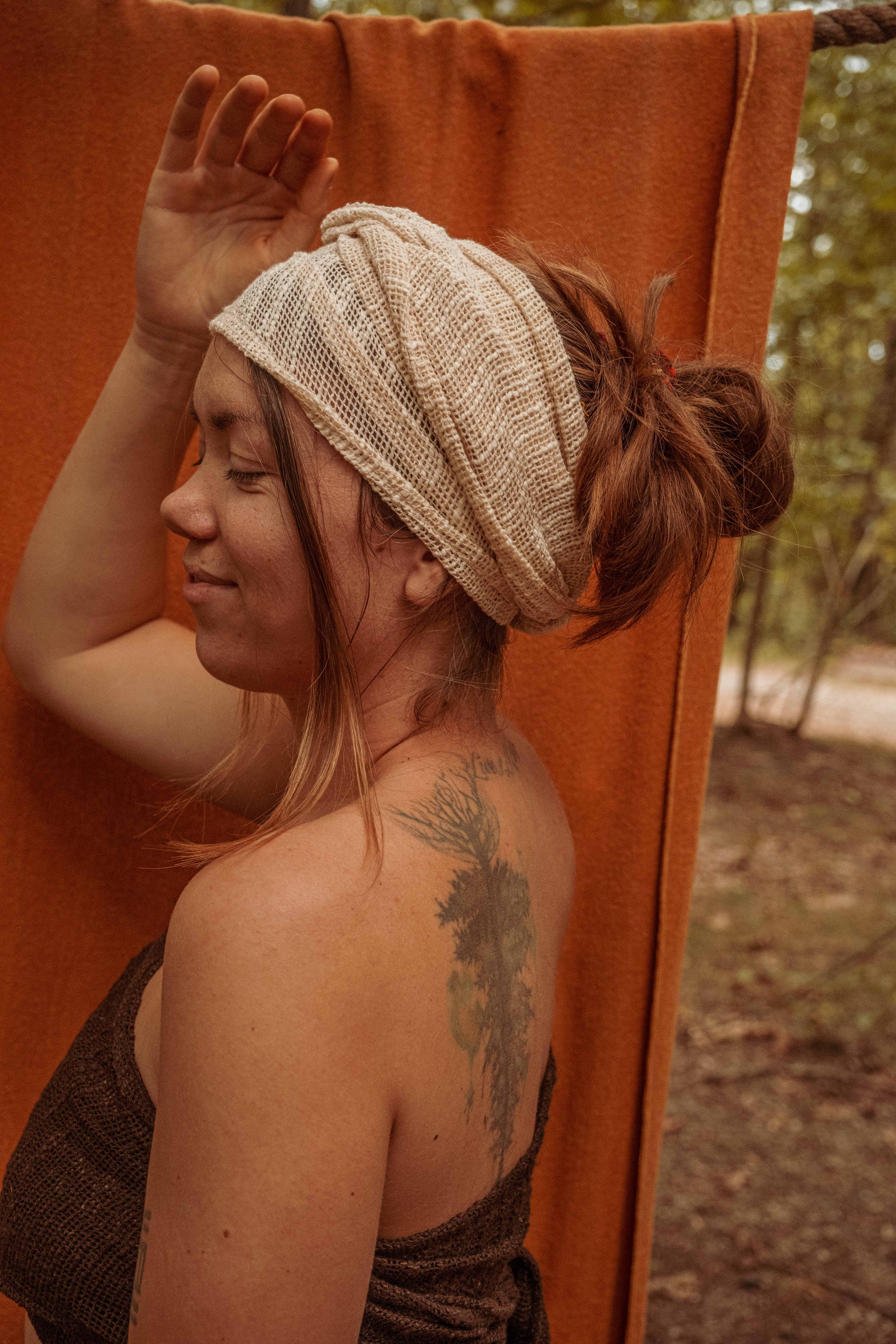 Beachy Recycled Cotton Bohemian Mesh Hair Wrap