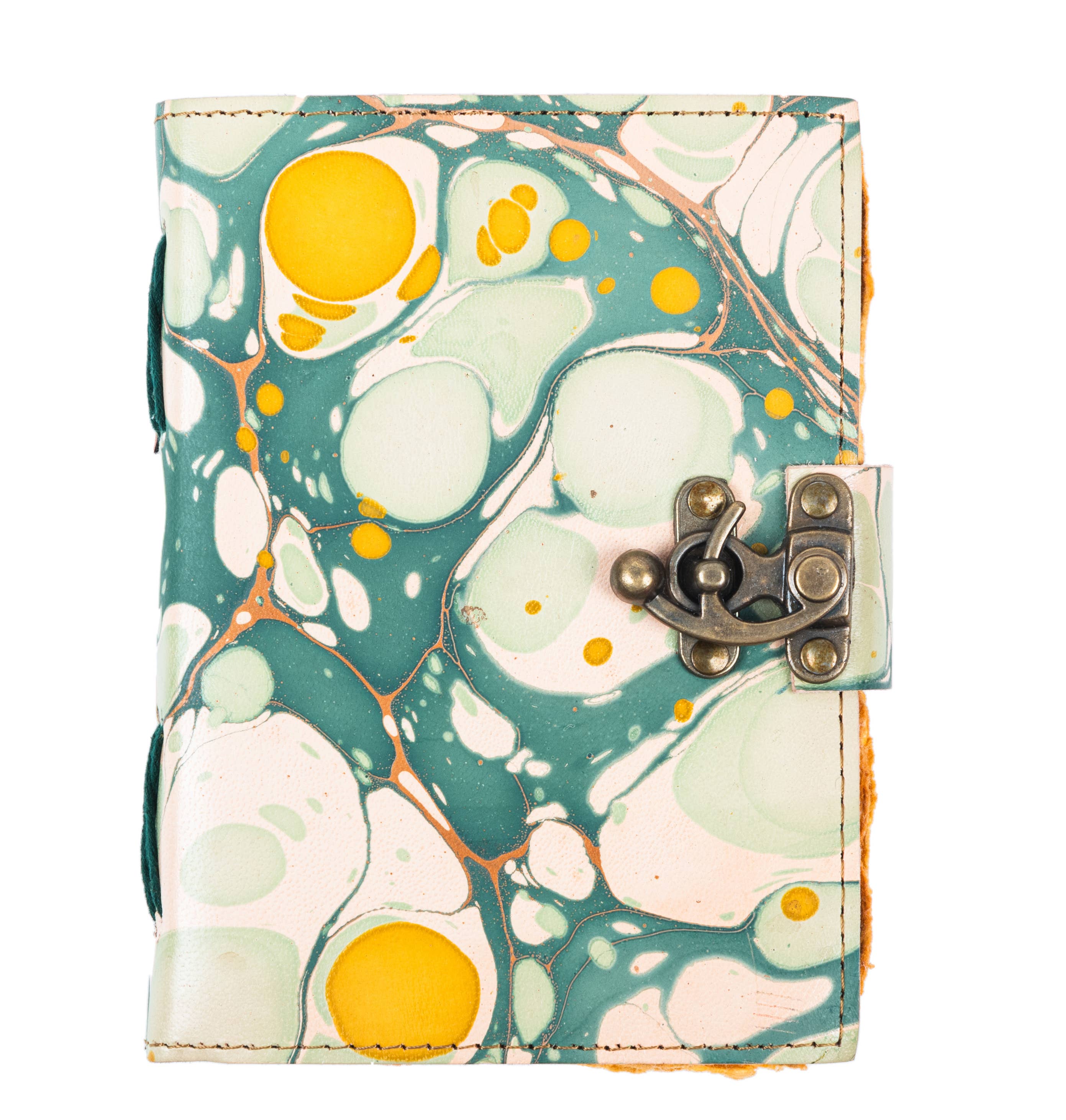 Leather Journal with Hand Marble Print