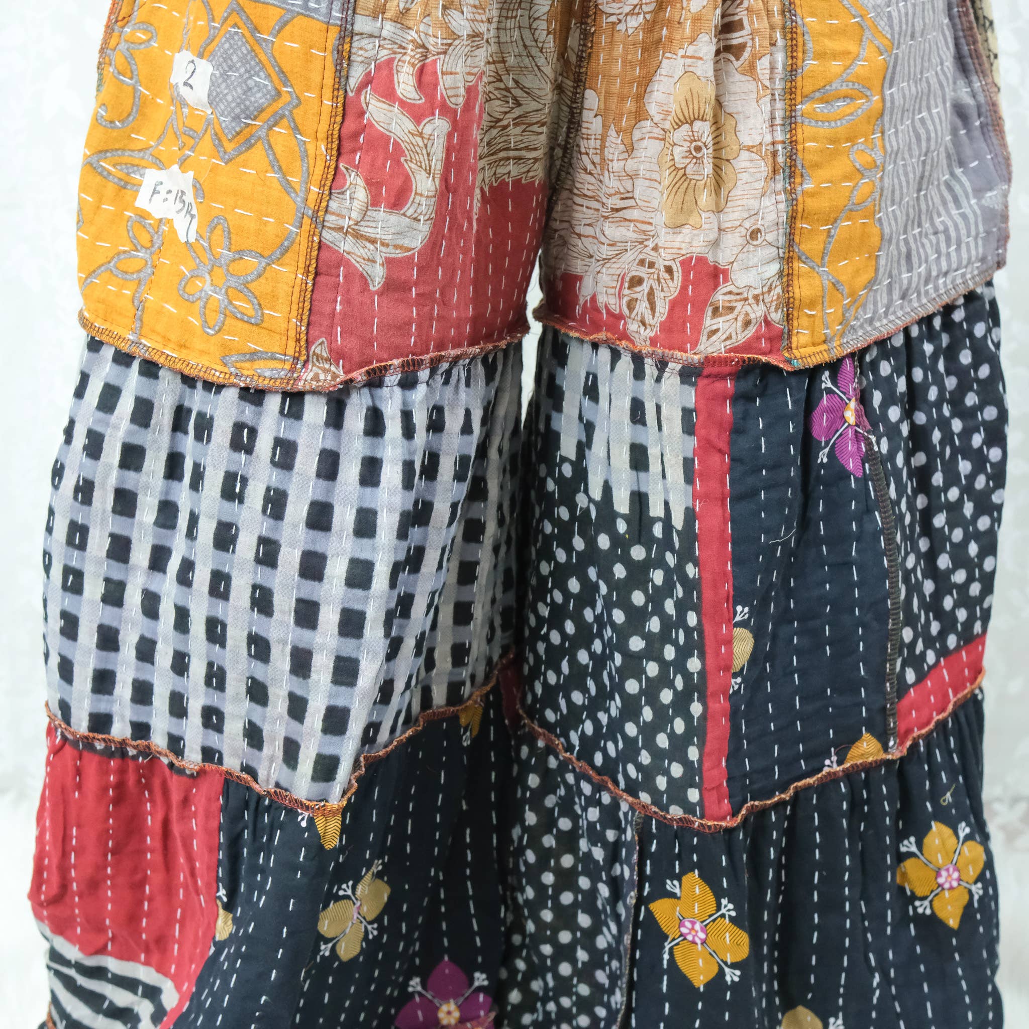 Kantha Tiered Reversible Pant with Pockets