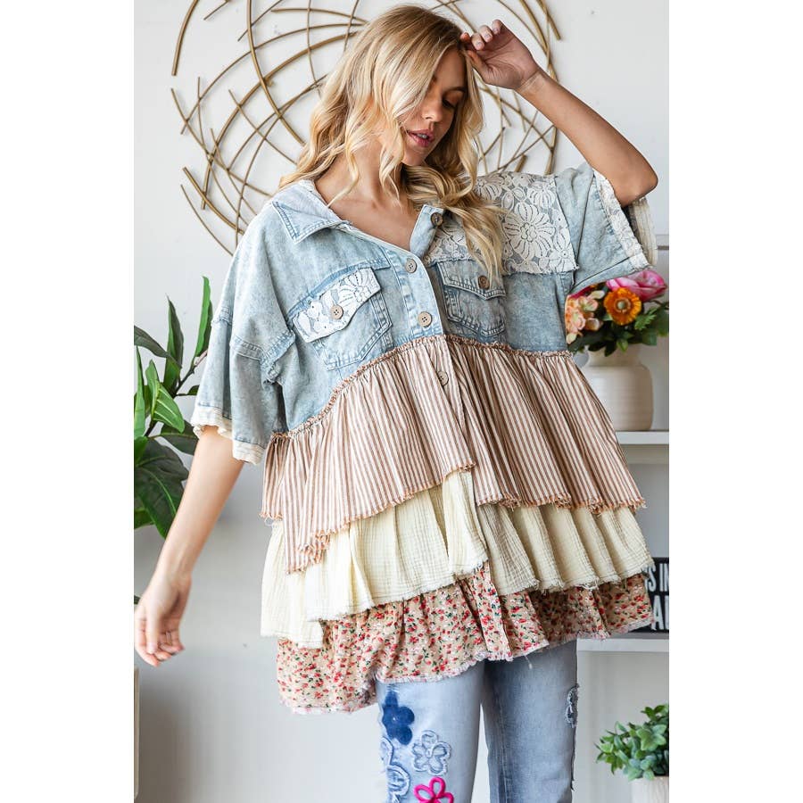 Ruffle Hooded Jacket