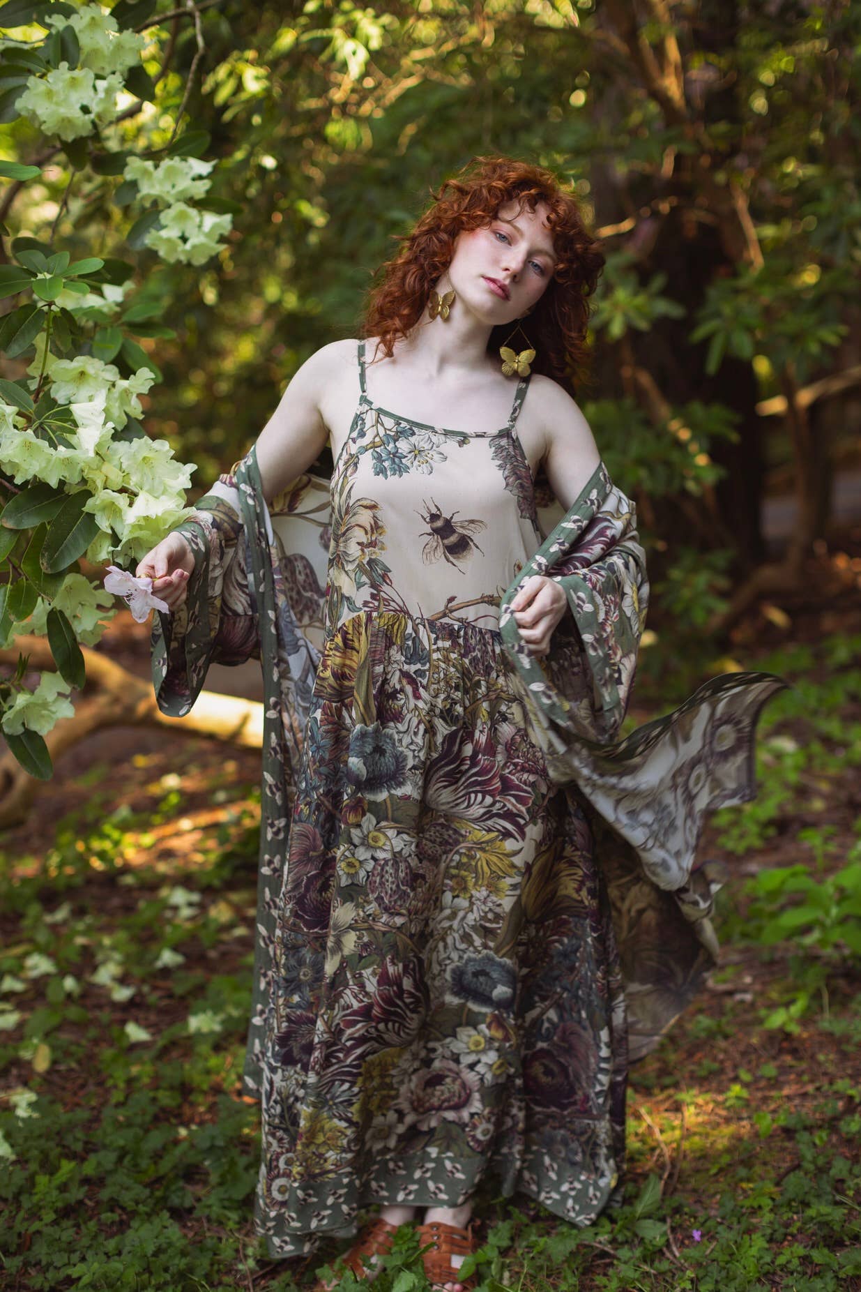 Love Grows Wild Bohéme Long Maxi Slip Dress w/ Bees