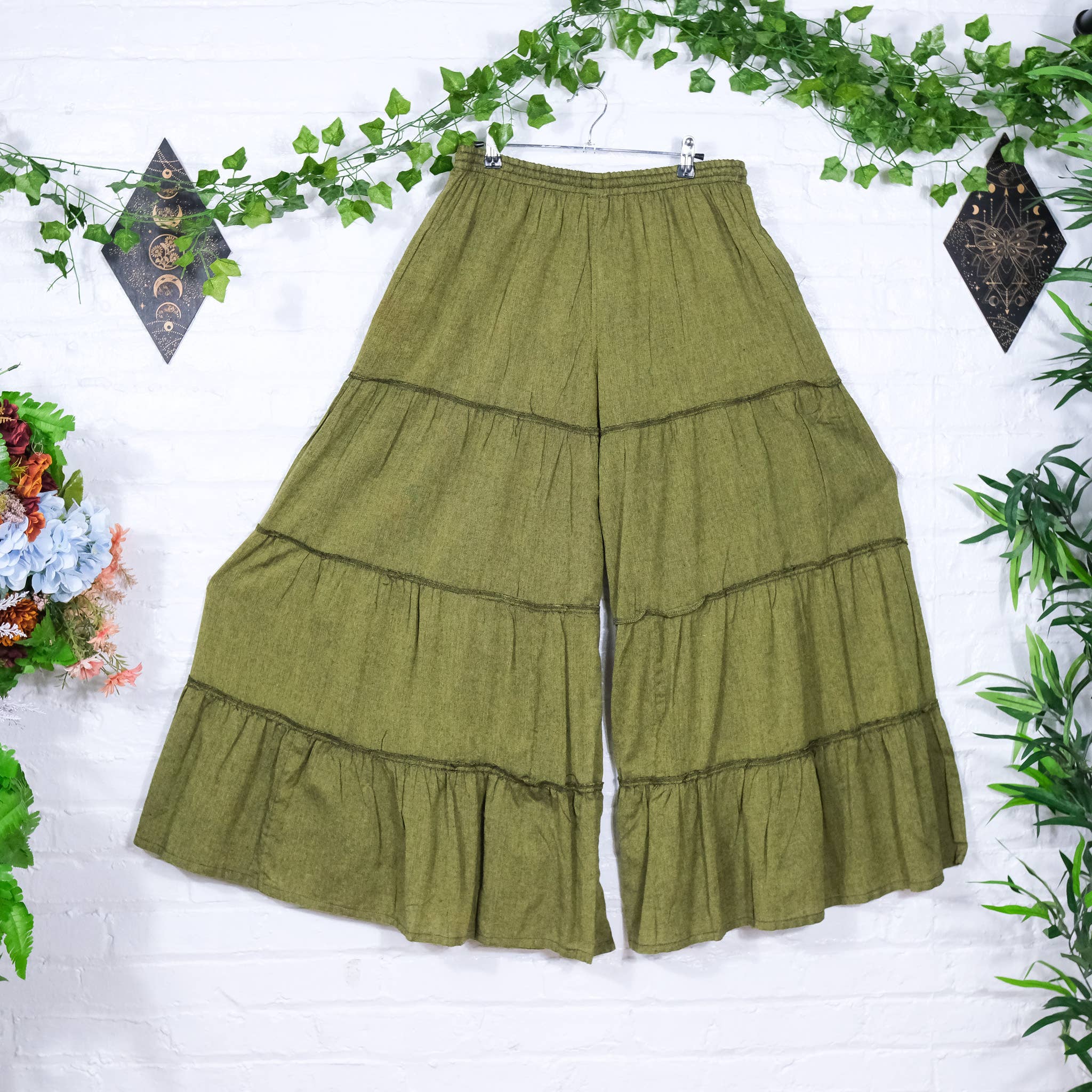 Cotton Flowy Boho Tiered Pant with Pockets