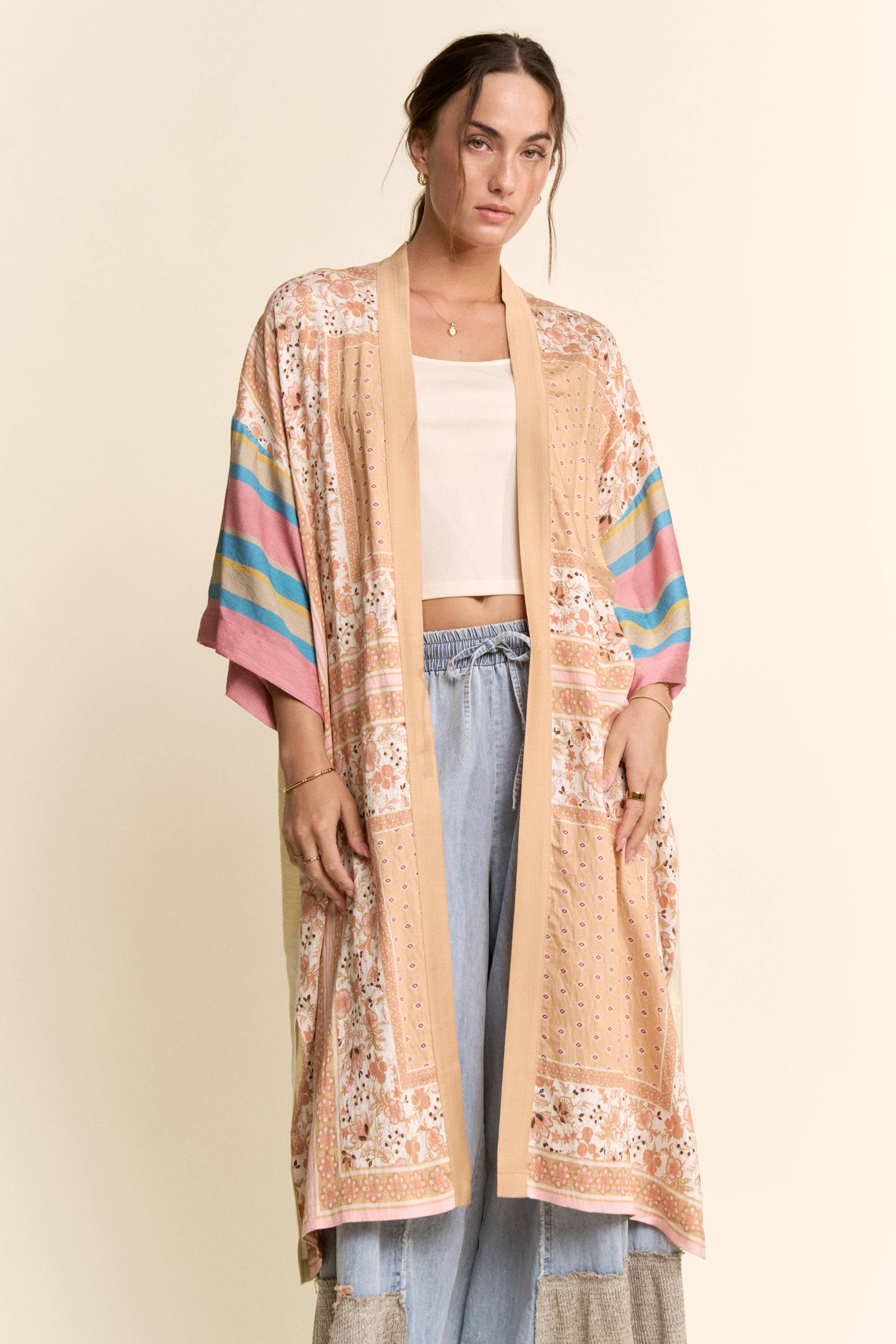 Whimsy Cat Printed Kimono
