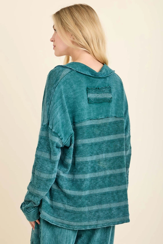 Mineral Washed Textured Knitted Top