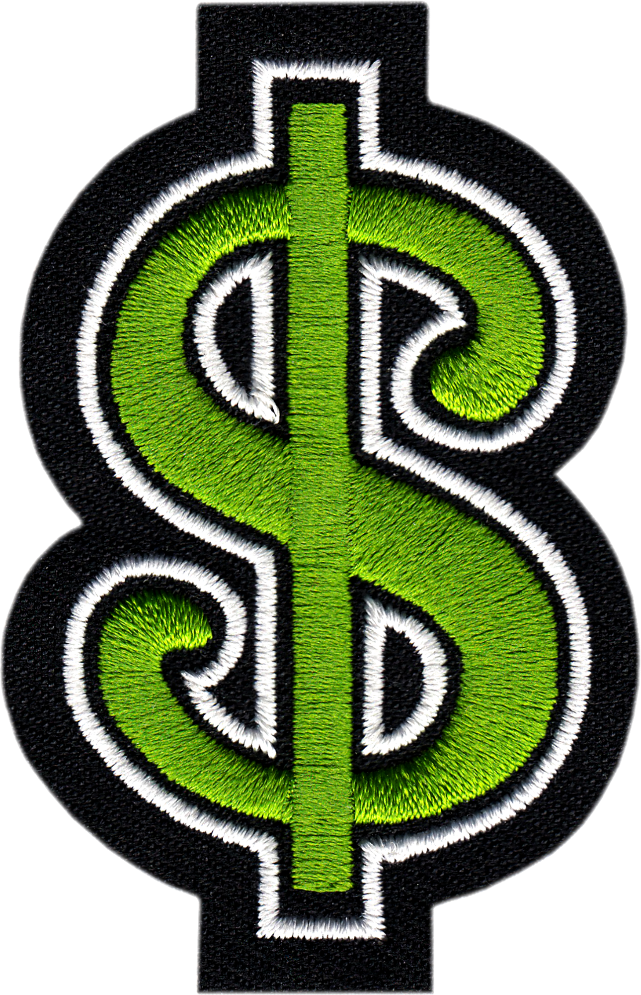 Patch - Dollar Sign - Green With Black Background