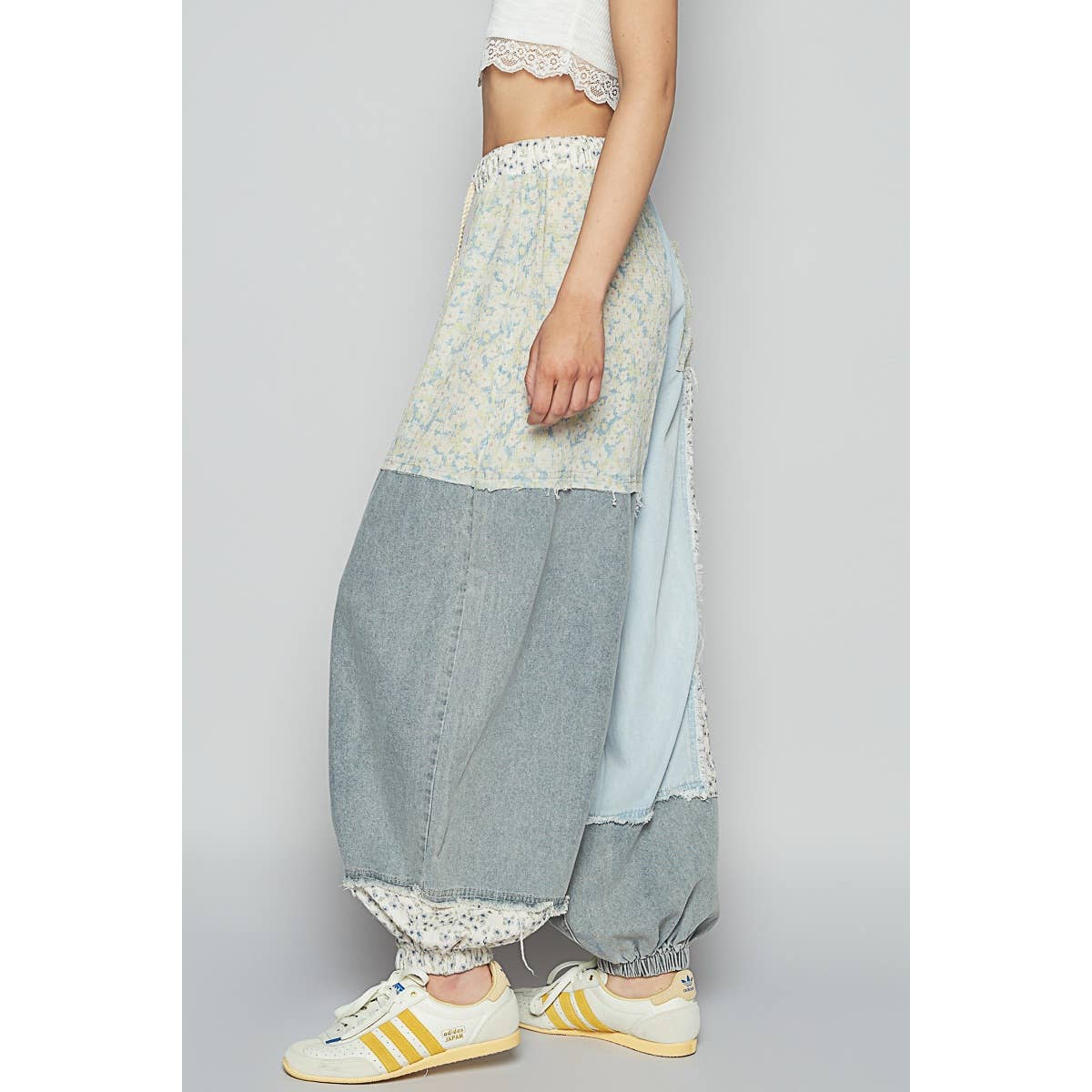 Adjustable Waistband Contrast Pants