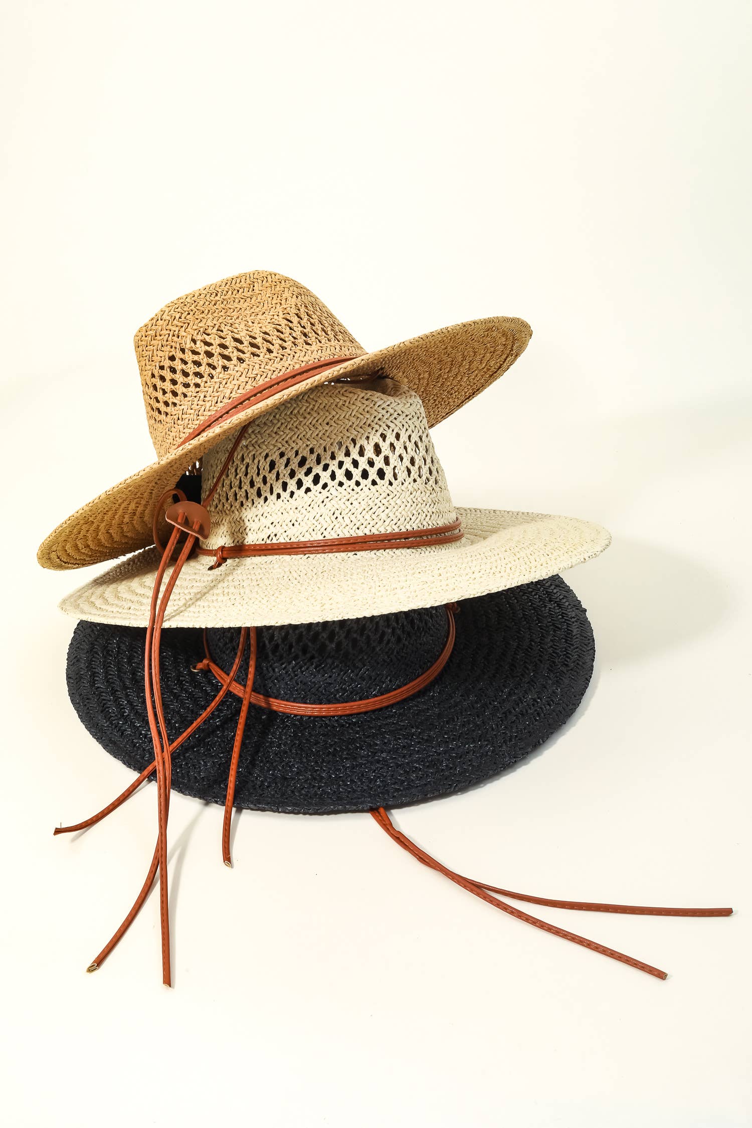 Thin Strap Braided Weave Sun Hat: BK