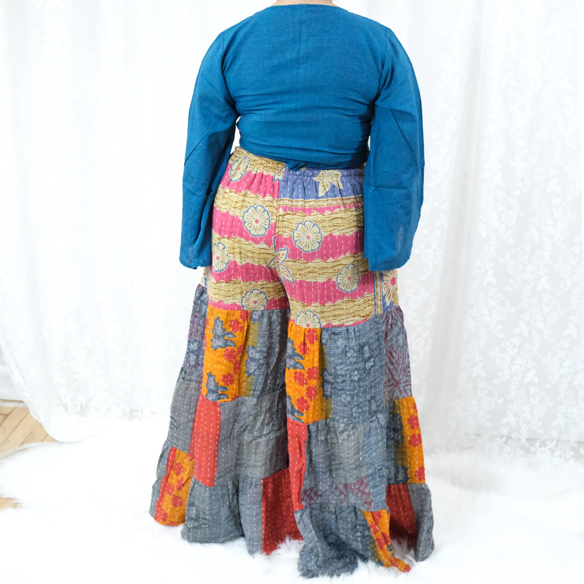 Kantha Tiered Reversible Pant with Pockets