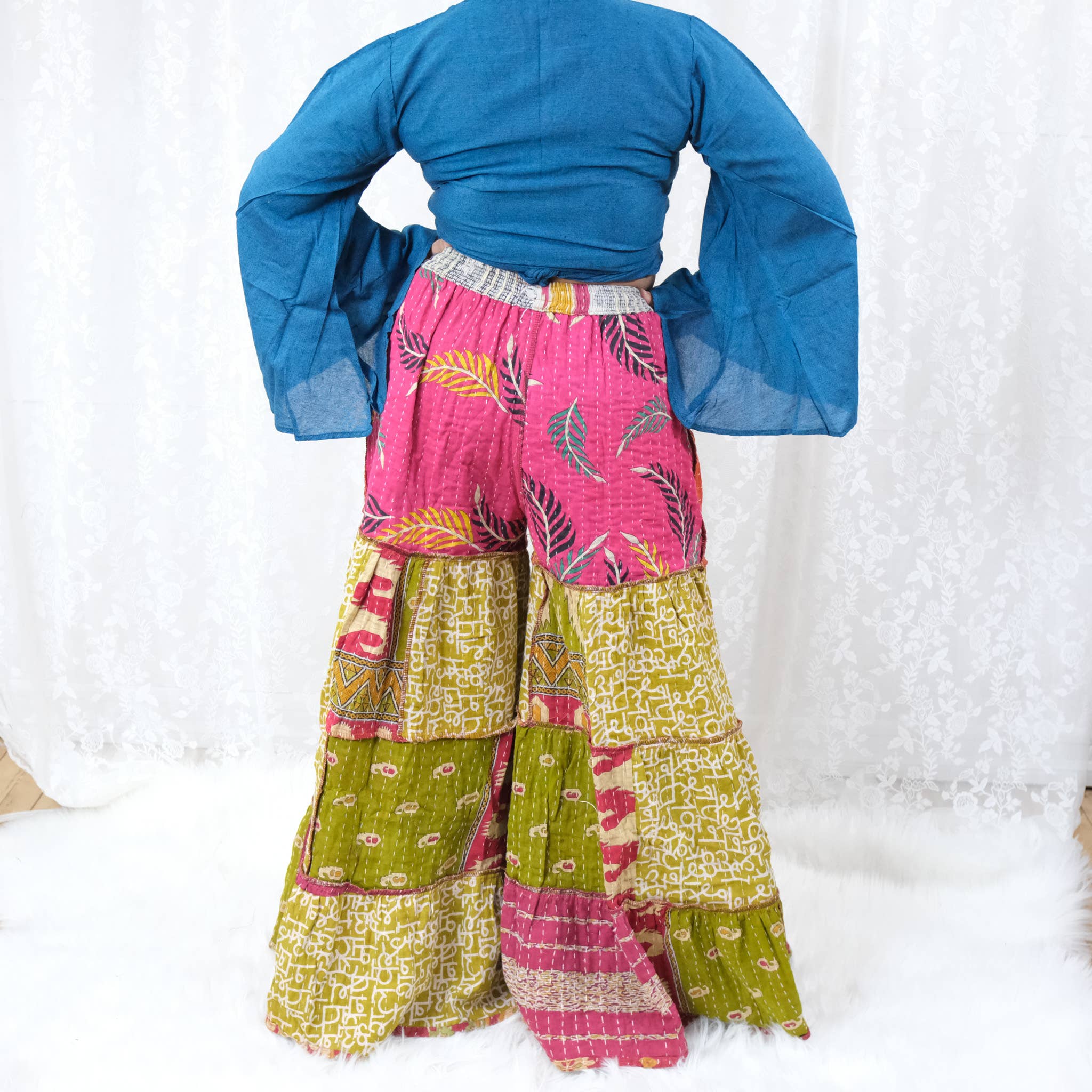 Kantha Tiered Reversible Pant with Pockets
