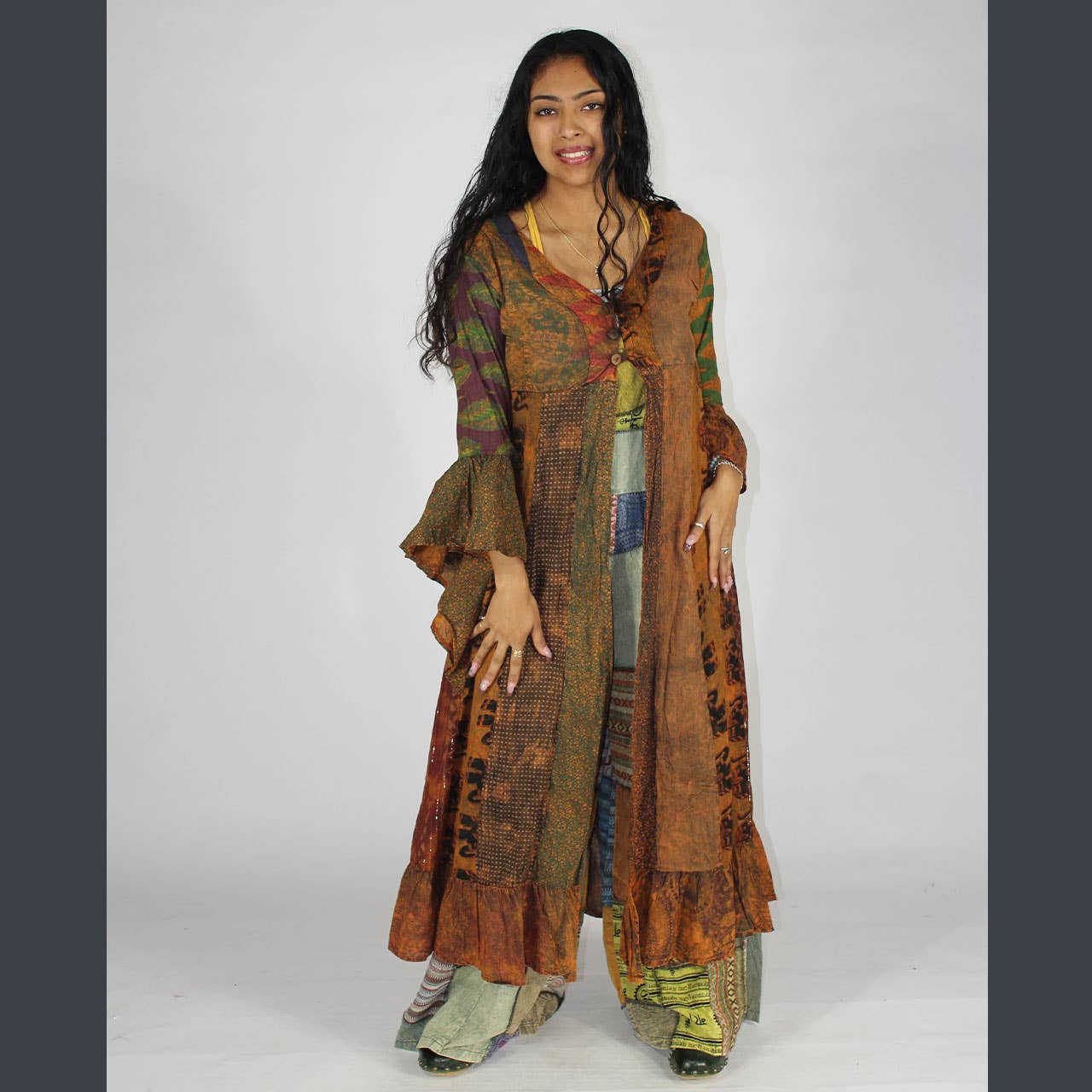 STEVIE DUSTER Over Dye Patchwork Long Duster