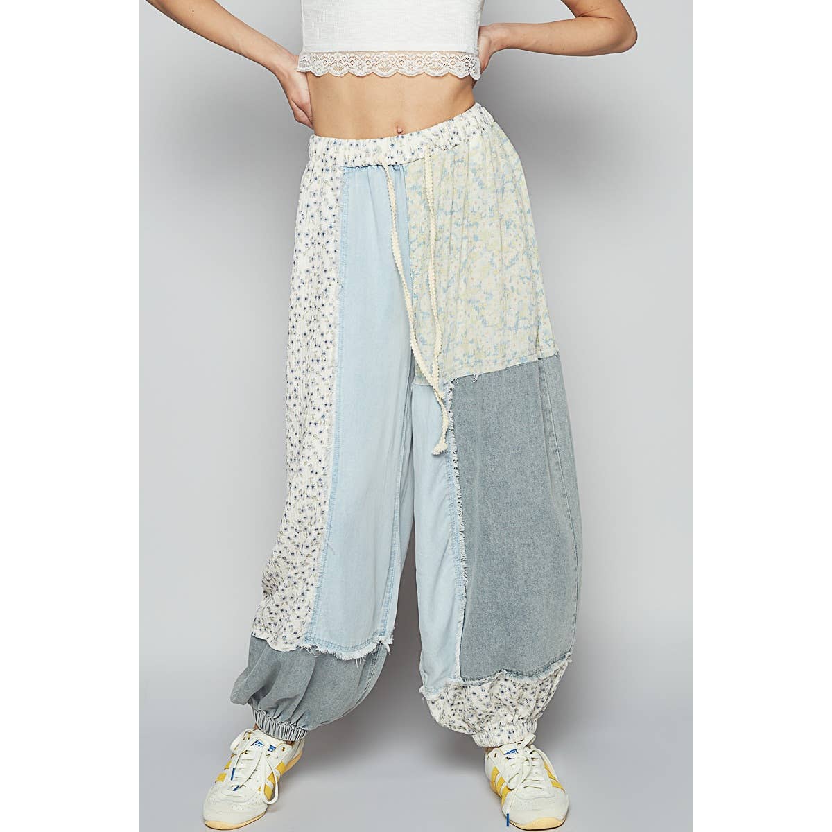 Adjustable Waistband Contrast Pants