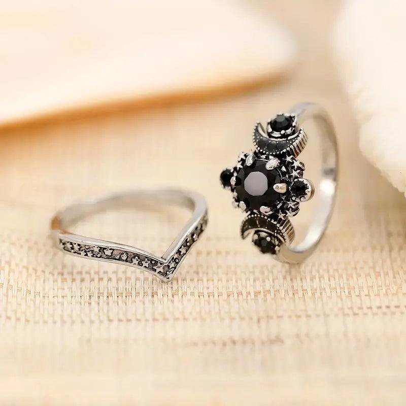 Unisex Gothic Engagement Ring Set - Random Hippie