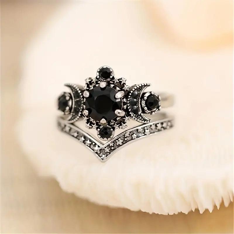 Unisex Gothic Engagement Ring Set - Random Hippie