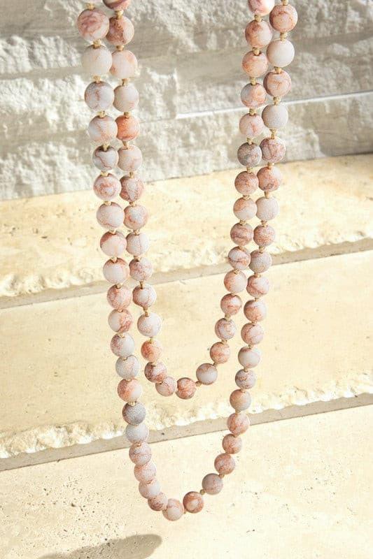 8mm 60" Semi Precious Beaded Necklace.