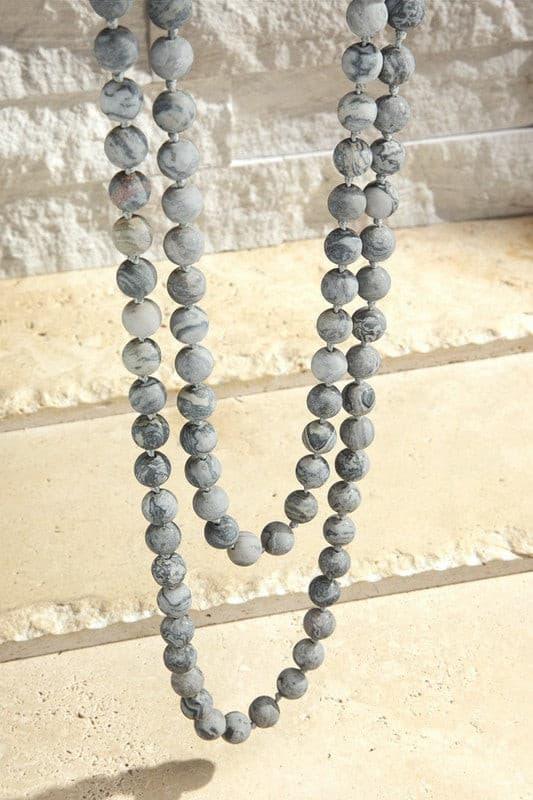 8mm 60" Semi Precious Beaded Necklace.