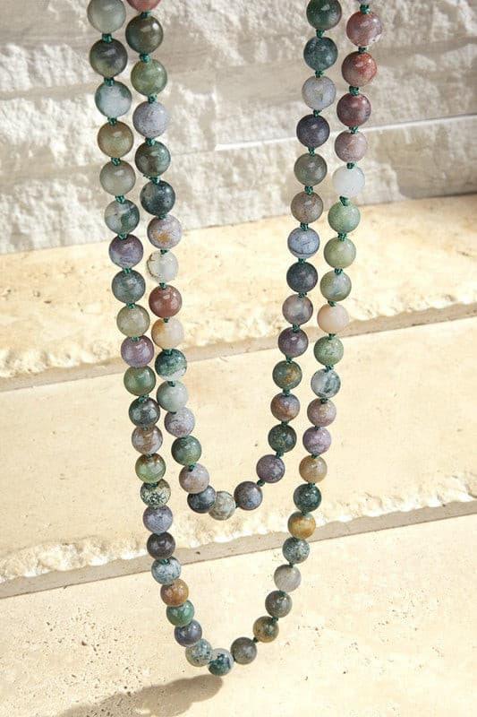 8mm 60" Semi Precious Beaded Necklace.