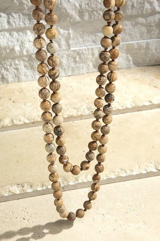 8mm 60" Semi Precious Beaded Necklace.