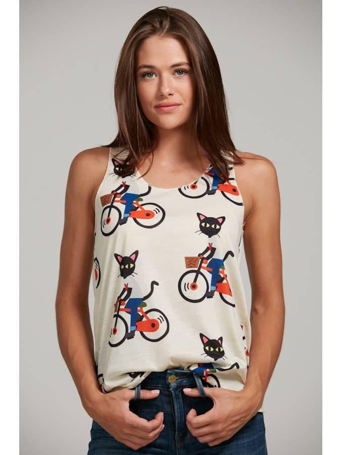 Black Cat on a Bike Tank Top - Random Hippie