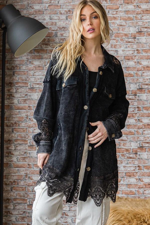 Button Down Shirt With Lace - Random Hippie