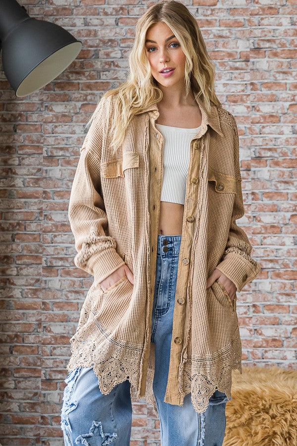 Button Down Shirt With Lace - Random Hippie