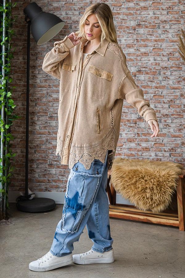 Button Down Shirt With Lace - Random Hippie