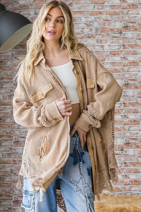 Button Down Shirt With Lace - Random Hippie