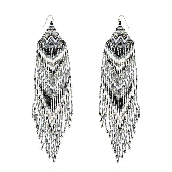 Extra Long Seed Bead Fringe Earrings - Random Hippie