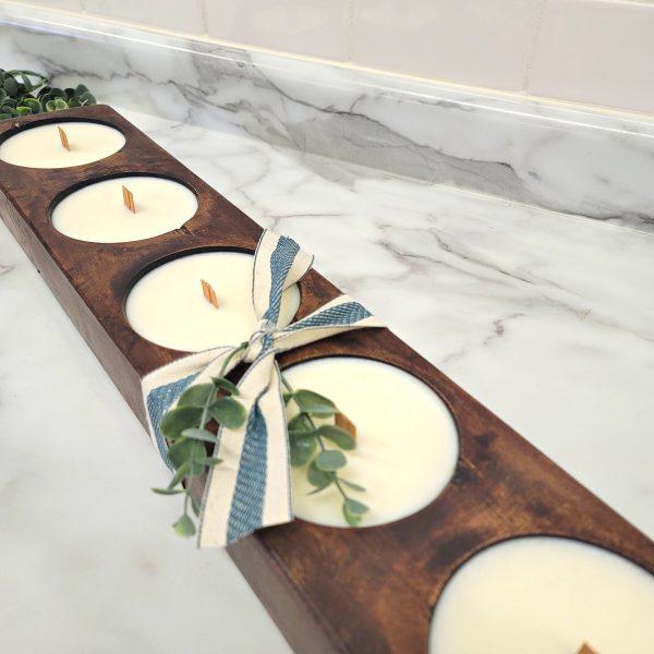 Five Wood Wick Candle.