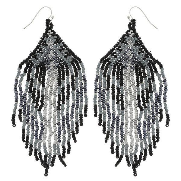 Geometric Seed Bead Fringe Earrings - Random Hippie