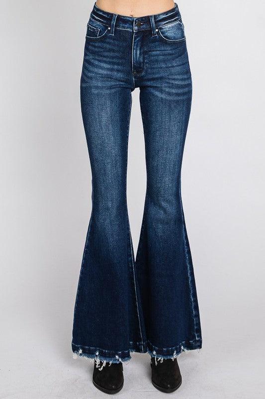 High-Rise Distressed Bell Bottom Jeans