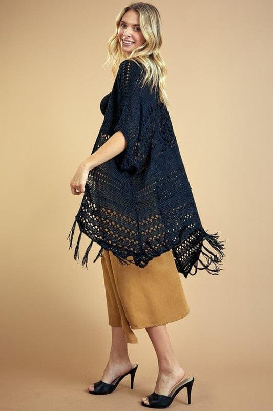 Loose Knit Fringe Cardigan.