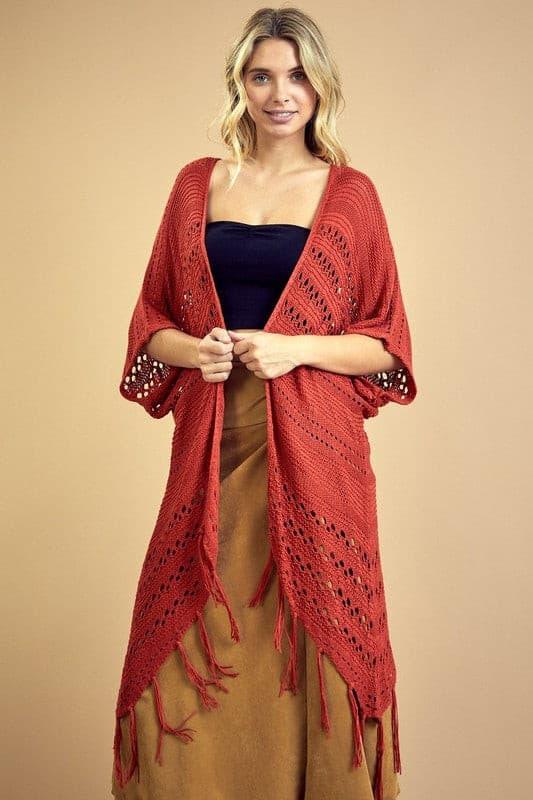 Loose Knit Fringe Cardigan.