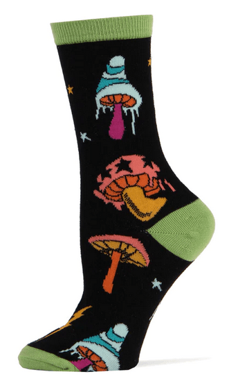 Psychedelic Starry Shrooms Mid Crew Socks - Random Hippie