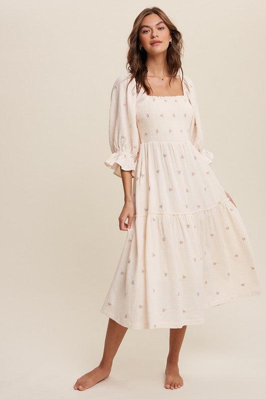 Puff Sleeve Maxi Dress - Random Hippie