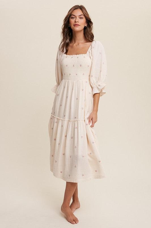 Puff Sleeve Maxi Dress - Random Hippie