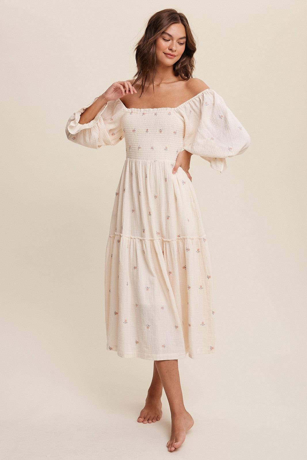 Puff Sleeve Maxi Dress - Random Hippie