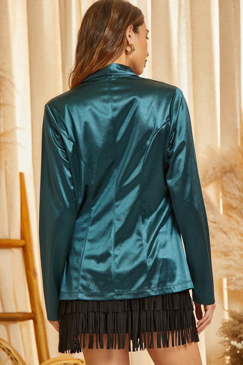 Satin Button Down Blazer - Random Hippie