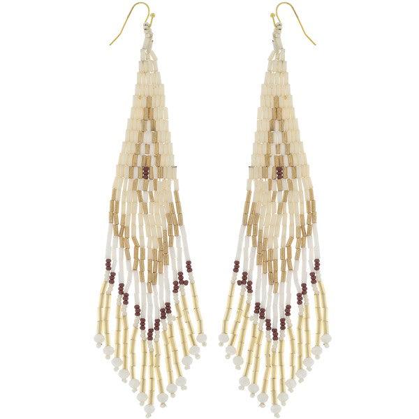 Seed Bead Fringe Earrings Triangle Pattern - Random Hippie