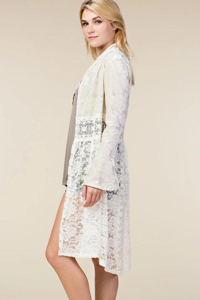 Sexy Burn-out Velvet Cardigan W/ Trim - Random Hippie