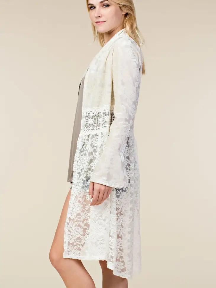 Sexy Burn-out Velvet Cardigan W/ Trim - Random Hippie