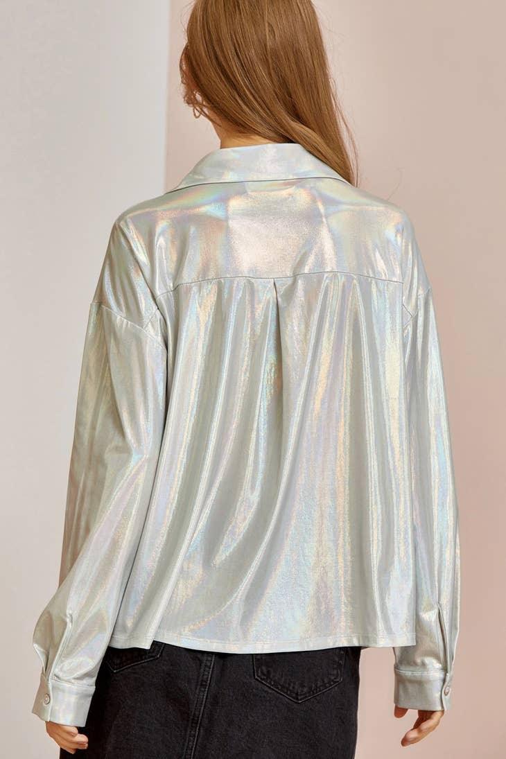 Shimmery Button Down Top - Random Hippie