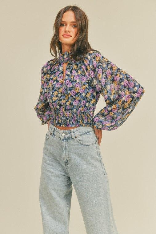 Smocked Waist Open Back Choker Top - Random Hippie