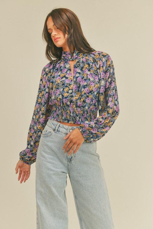 Smocked Waist Open Back Choker Top - Random Hippie