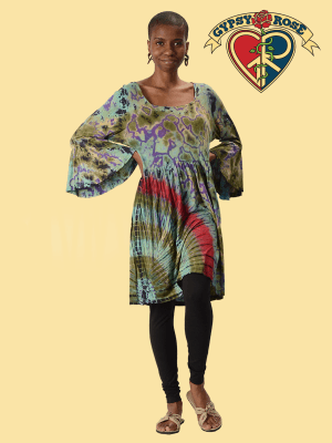 Spandex Blend Tye Dye Babydoll Dress - Random Hippie