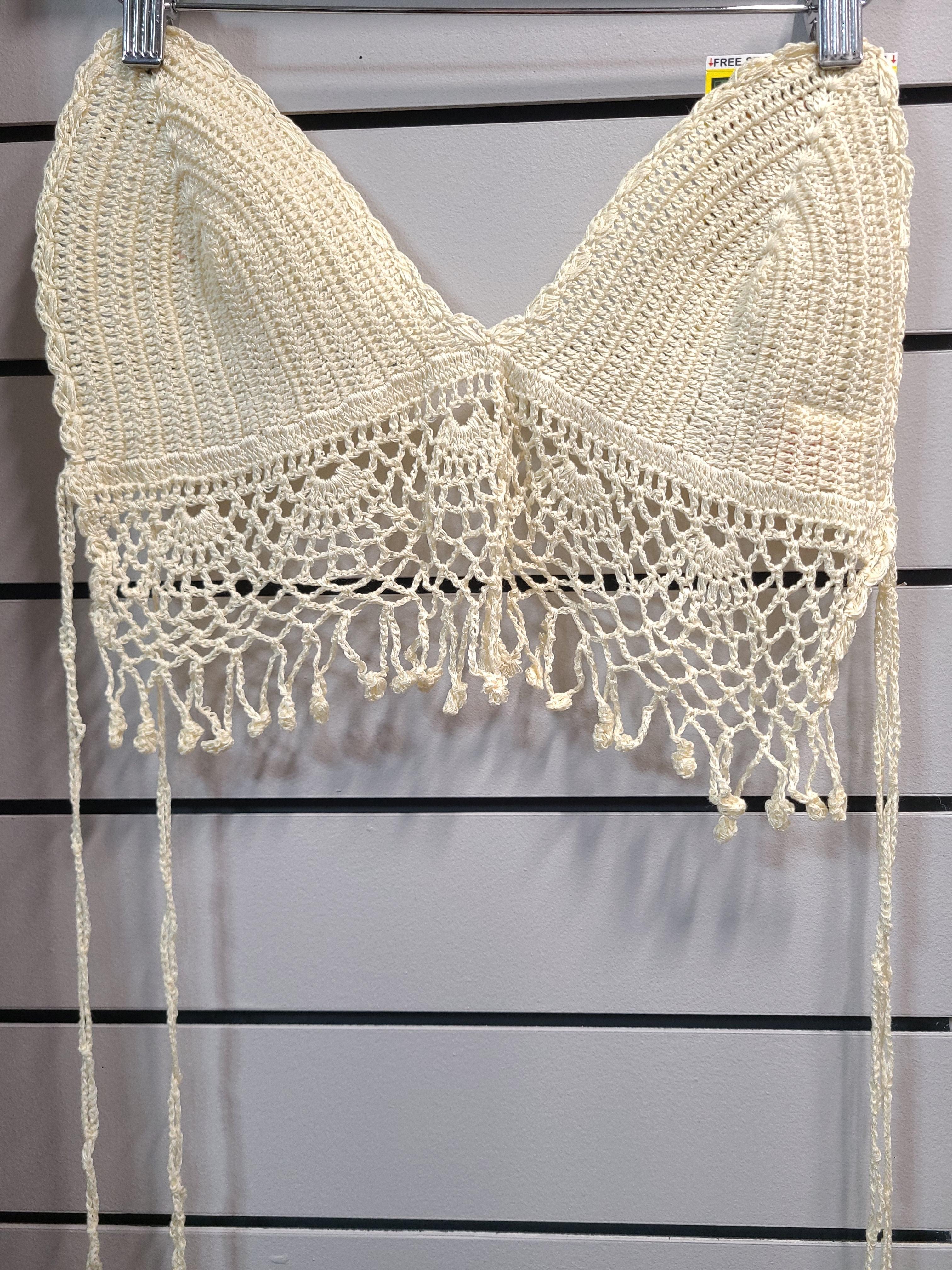 SUMMER OF LOVE CROCHET HALTER TOP WITH FRINGE - Random Hippie