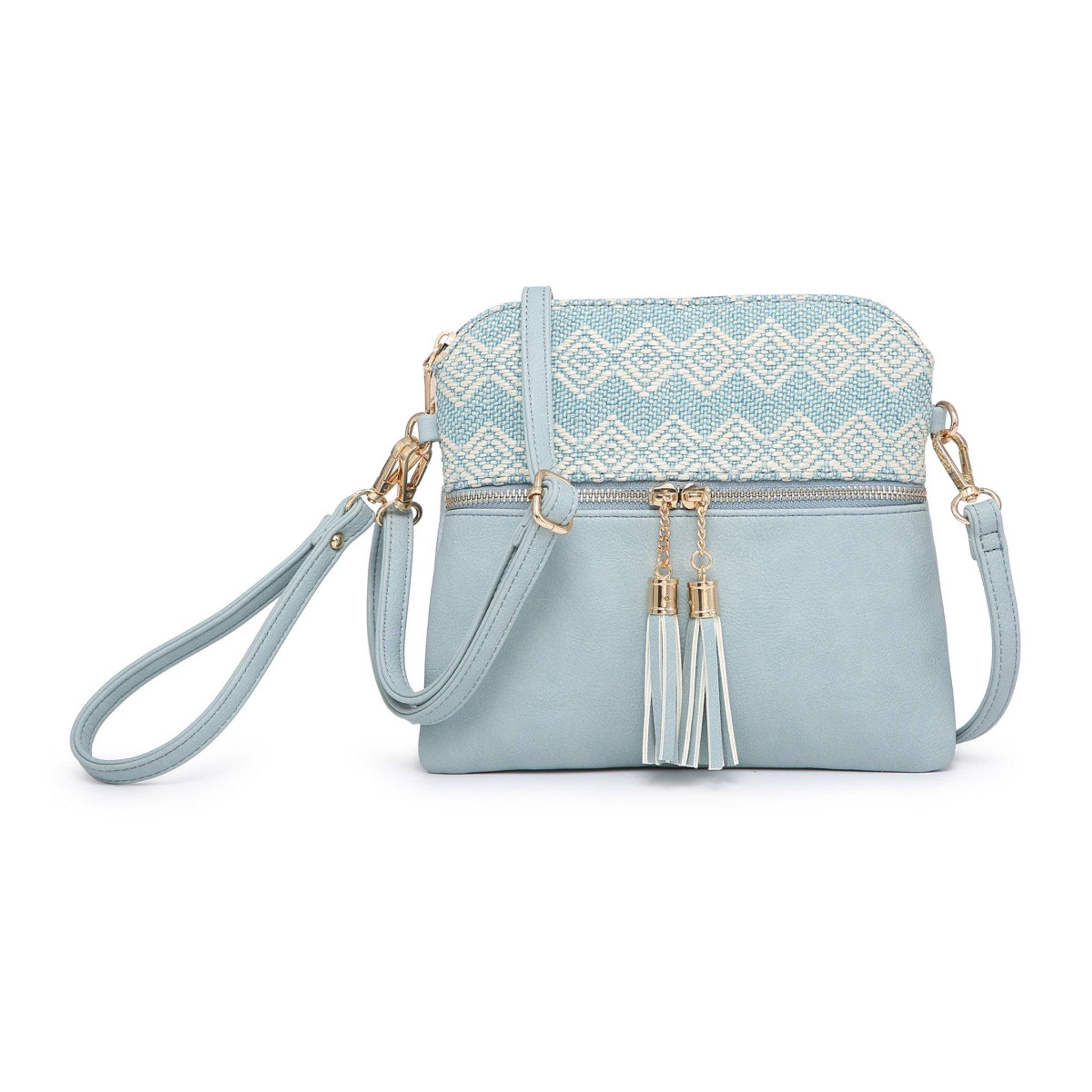Two-Tone Crossbody Bag with Tassels.