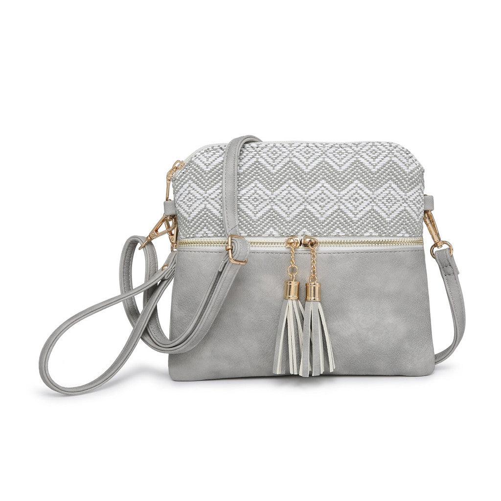 Two-Tone Crossbody Bag with Tassels.